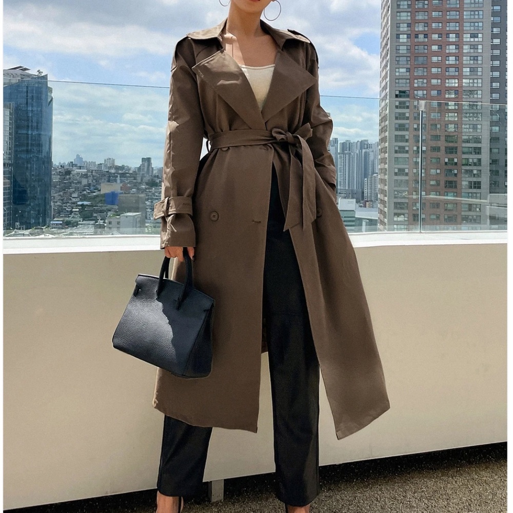 Mocha brown rain jacket trench